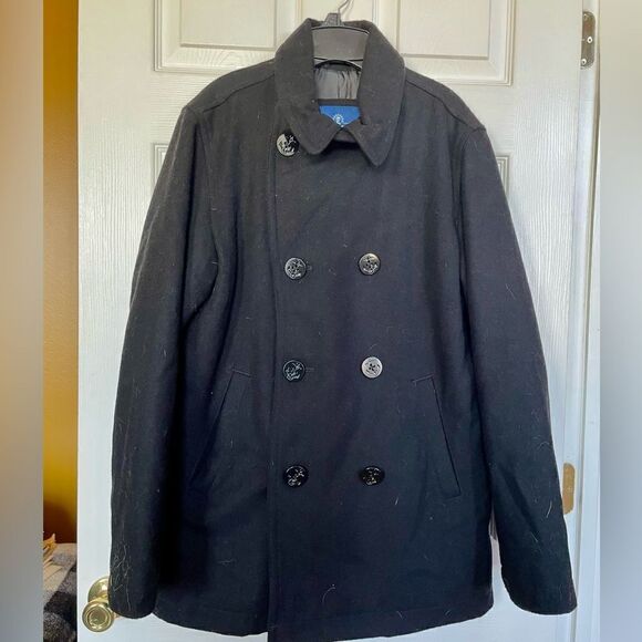 BLACK PEACOAT BY OLD NAVY MEDIUM EXCELLENT CONDITION - Picture 3 of 7